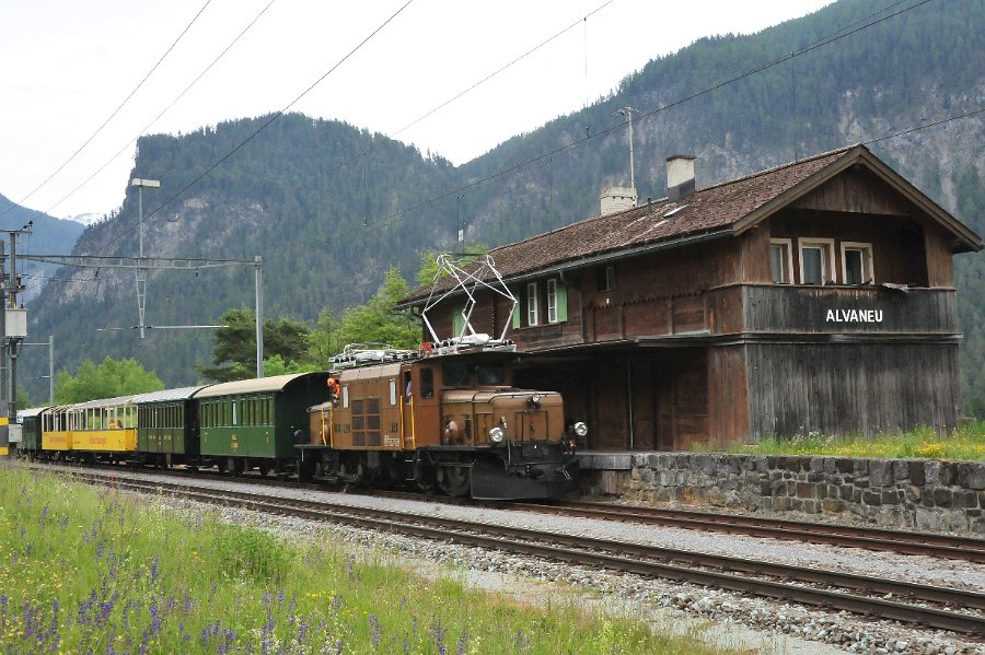 2019.06.11 RhB Ge 6-6 I 414 Albulabahn Krokodil Bahnfest Bergün (3)